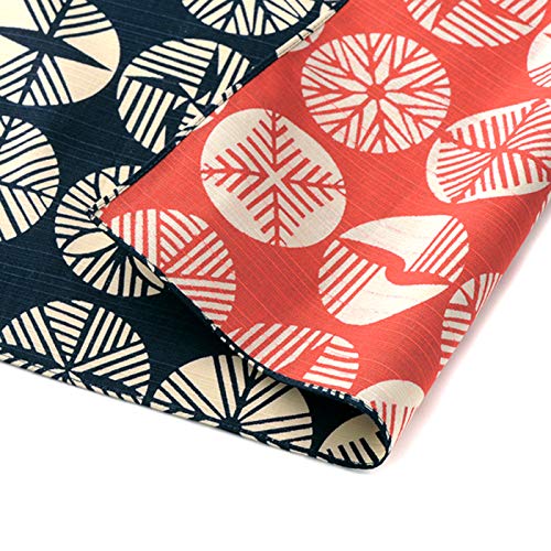 Honjien Furoshiki traditional Japanese fabric - wrapping cloth - Extra Large 40.9 x 40.9 inches, 100% Cotton, Made in Japan Reversible Isa Monyo classical pattern [Pine Leaves Iron black/Red]