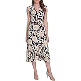 Tommy Hilfiger Womens Cap Sleeve V Neck Empire Midi Dress