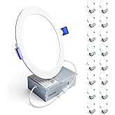 Ensenior 16 Pack 6 Inch LED Recessed Ceiling Light, Dimmable, 6000K Clear White, 1050LM 12W 120V, High Brightness Canless Wafer Downlight - ETL&FCC&IC