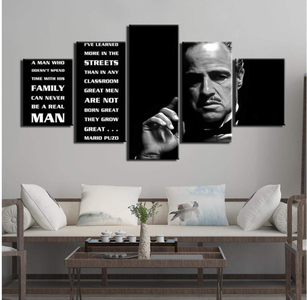 xtszlfj Modular Wall Art Painting Canvas Print Godfather Pictures 5 Panels Poster for Living Room Mo