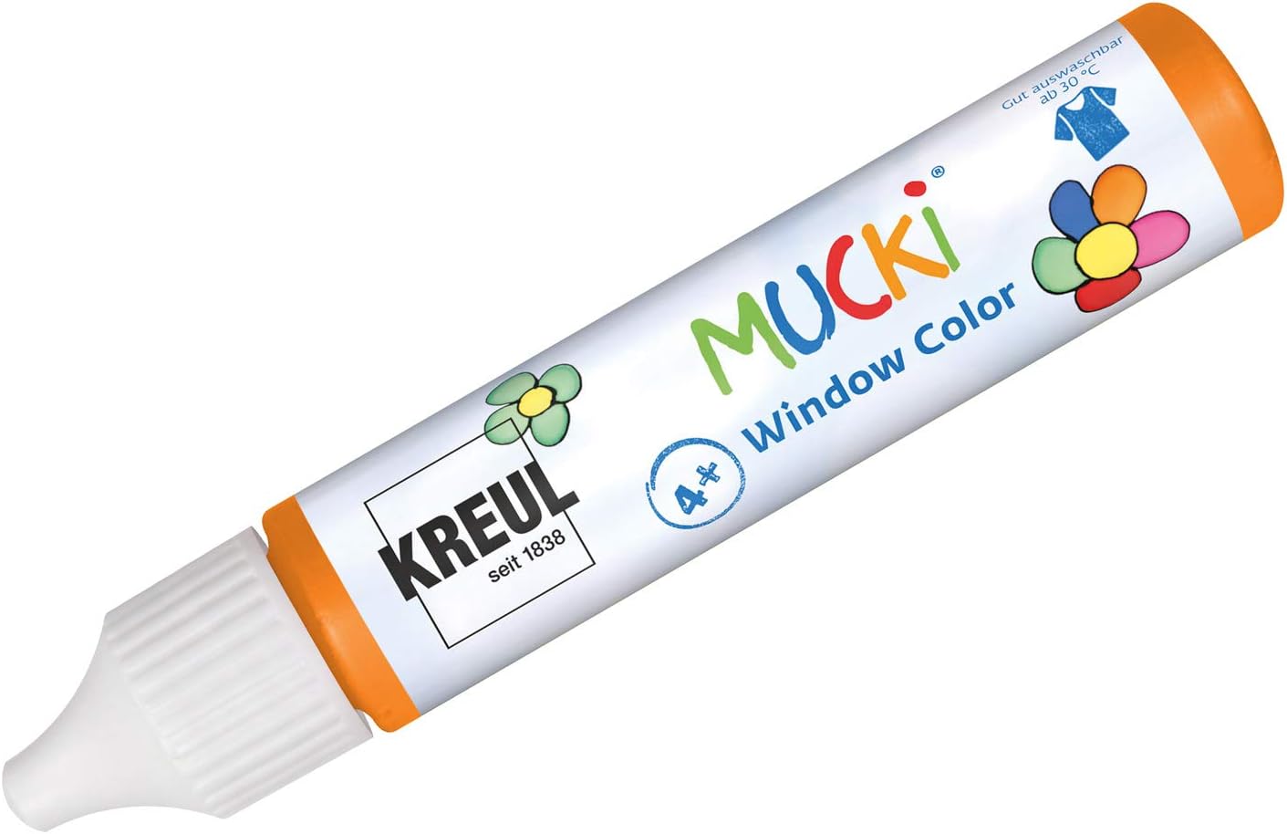 Kreul Mucki 24404 Window Colour, Orange, 29 ml Pen, Water-Based Window Paint, Paraben-, Gluten-, Lactose-, Vegan