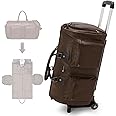Modoker Rolling Garment Bag for Travel Wheeled Duffel Bag Luggage Suit Travel Bags for Men and Women,3 in 1 Carry on Convertible Garment Bag with Wheels,Dark Brown