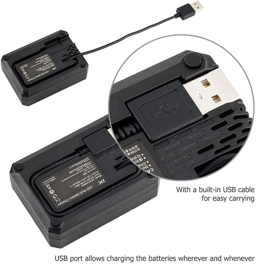 JJC USB Triple Battery Charger for Ricoh GRIII GR III HDF, GRIIIx, GR IIIx HDF, Olympus TG-7 TG-6 TG-5 TG-4 TG-3 TG-2 TG-1 - Image 5