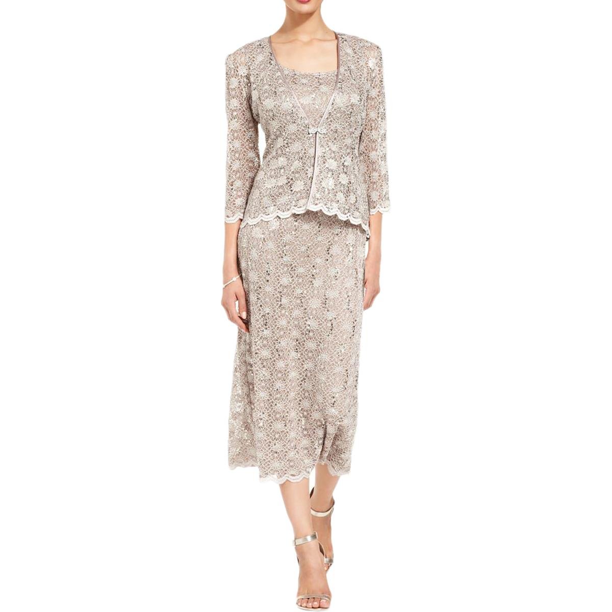 R&M Richards Women's 2 Piece Lace Swing Jacket Dress