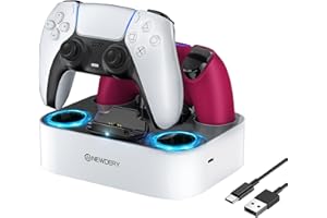 NEWDERY for PS5 Controller Charger Station Compatible with Dualsense Edge, Fast Charging Dock Stand with Cable, Dual Controll