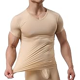 YUFEIDA Men's Sexy Underwear Shirts Short Sleeve T-Shirt Mesh Sheer Top Undershirt Sleepwear
