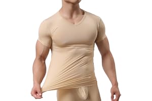 YUFEIDA Men's Sexy Underwear Shirts Short Sleeve T-Shirt Mesh Sheer Top Undershirt Sleepwear