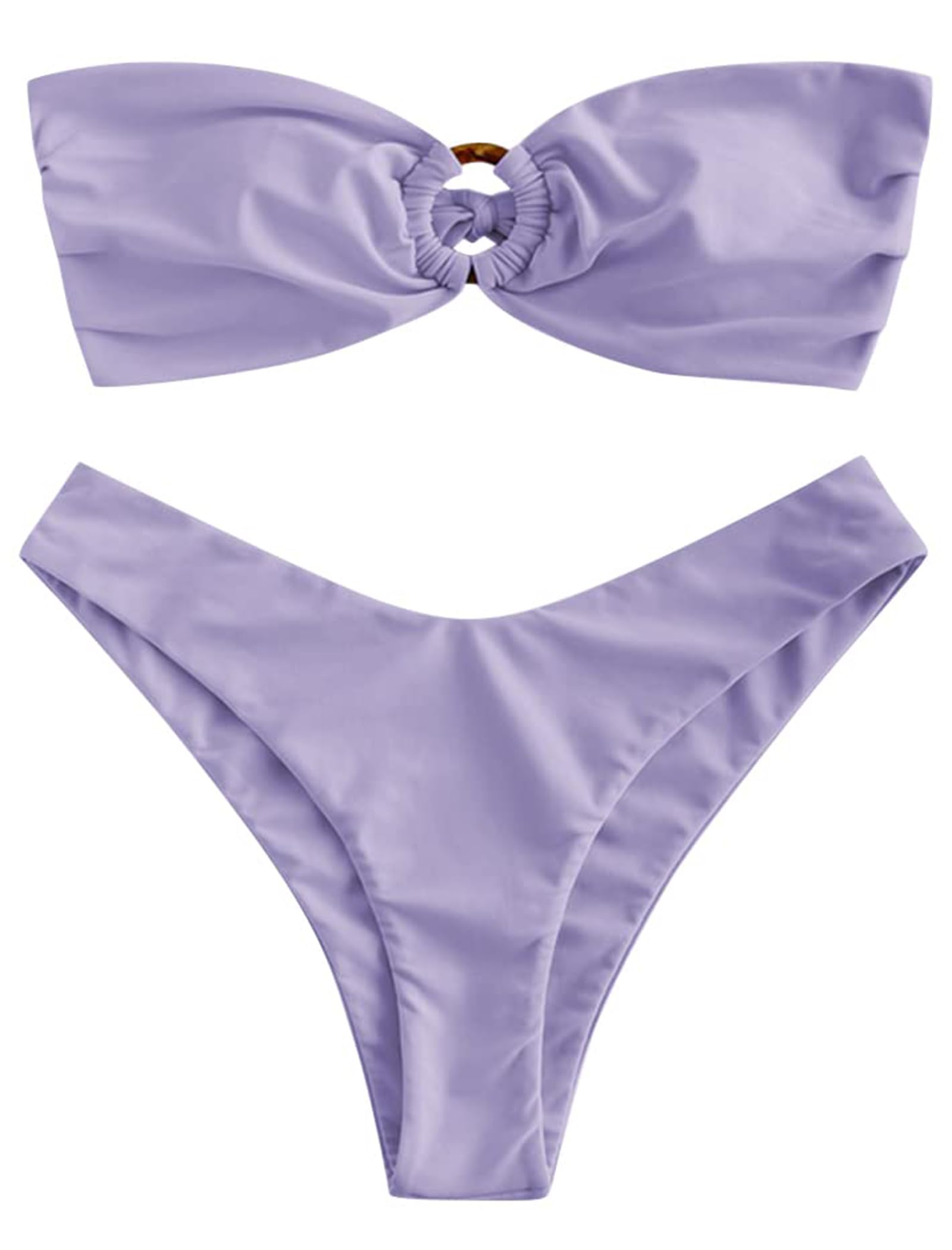 ZAFUL Women's Bandeau Bikini O Ring Strapless Tie