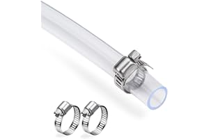 DAVCO 1" ID - 5 ft Clear Vinyl Tubing with 2 Stainless Clamps, Low Pressure Flexible PVC Tube, Heavy Duty UV Chemical Resistant Lightweight Plastic Vinyl Hose, BPA Free and Non Toxic