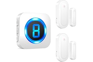 SURFOU Wireless Doorbell Chime with 2 Sensors 1 Receiver,Door Chimes When Door Opens,Door Sensor Chime,Alarms for Business/Home,Digital Doorbell Chime,55 Chimes 5 Volumes,1000FT/300M,IP55 Waterproof