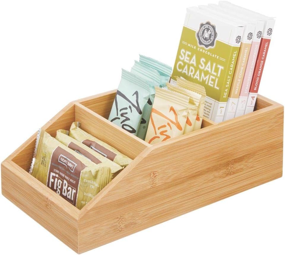 mDesign Caja organizadora grande en madera de bambú para cocina y