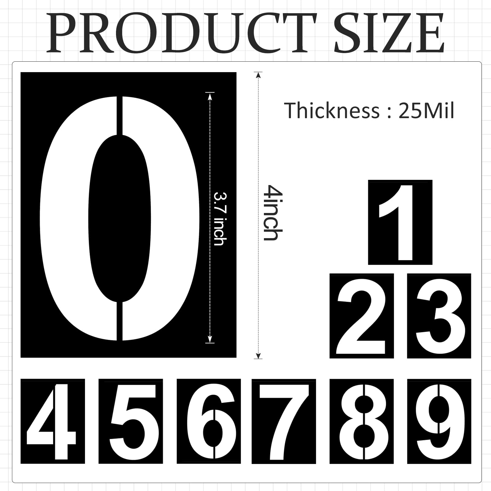 4 Inch Plastic Number Stencils - Reusable Digital Templates for Cake, Address, Painting