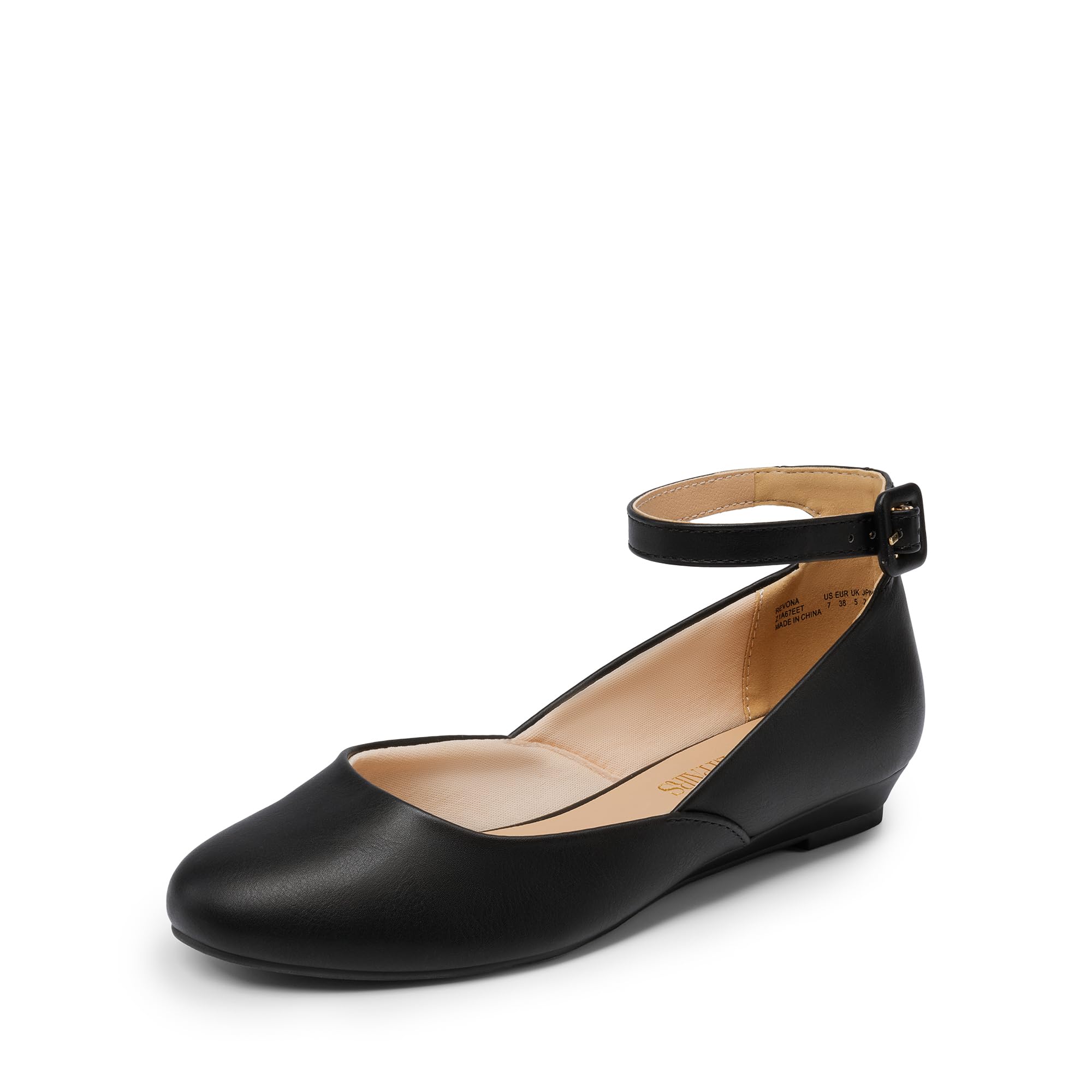 DREAM PAIRS Women's Dress Flats Ballet Low Wedge Round Toe Ankle Strap ...