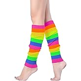 v28 Women Juniors Neon Ribbed Leg Warmers for 80s Eighty's Party Sports Yoga