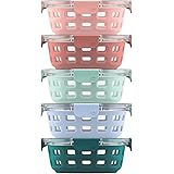 Ello Duraglass Round Glass Meal Prep Storage Containers Set with Leak Proof Airtight Lids, 10 Pc 3.4 Cup/ 800ml, Melon