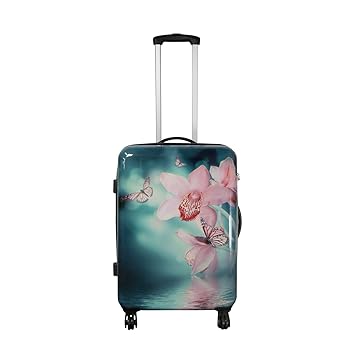 Trendyshop365 - Polycarbonat Reisekoffer Trolley - Orchidee Hartschalenkoffer 62 Liter Volumen - Koffer Hartschale in M