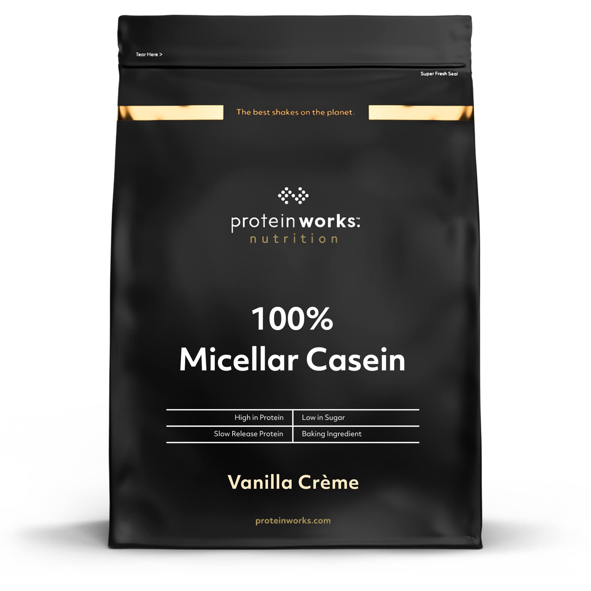 Protein Works 100% Micellar Casein Protein Powder | Slow Release Protein Shake | Amino Acids | High Protein| Vanilla Crème | 500 g