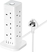 hotimy 12 Way Tower Extension Lead with USB Ports 4 USB 2A-C 3250W 13A view 1