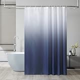 Furlinic Shower Curtain Mould Proof Polyester 72x78 Inch White to Navy Blue