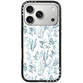 CASETiFY Compact iPhone 17 Pro Case [Slim and Sleek/Compatible with Magsafe / 4 ft. 2X Military Grade Drop Protection] - Elegant Pastel Blue Vintage Butterfly Floral - Clear Black