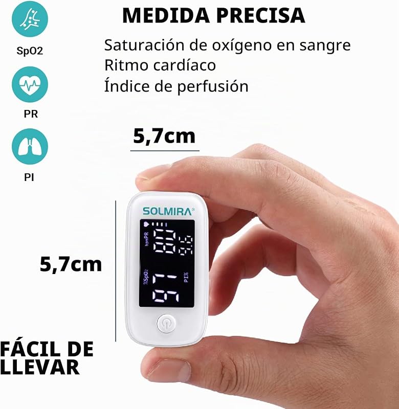Oxímetro de Pulso de Dedo, Alta precisión, Resultado Rápido, Incluye Cordón