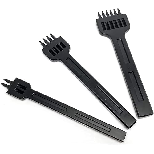 YangYao 3pcs 4mm 2/4/6 Leather Prong Punch Tool Set Steel Prong Row Circular Cut Round Hole Punch DIY Leather Tool Diamond Lacing Stitching Chisel for Leather Craft
