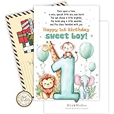 BlinkWishes 1st Birthday Card Boy, First Birthday Card Boy with Seal and Envelope, Grandson 1st Birthdays Cards