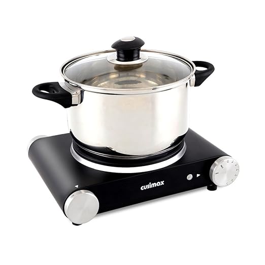 Amazon.com: cusimax 1500 W Eléctrico Hot Plate, Negro Single ...