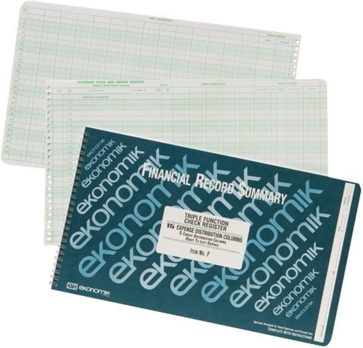 Ekonomik F Wirebound Form F Check Register with 5 Credit/15 Expense Columns, 8-3/4X14-3/4 : Check Register Book : Office Products