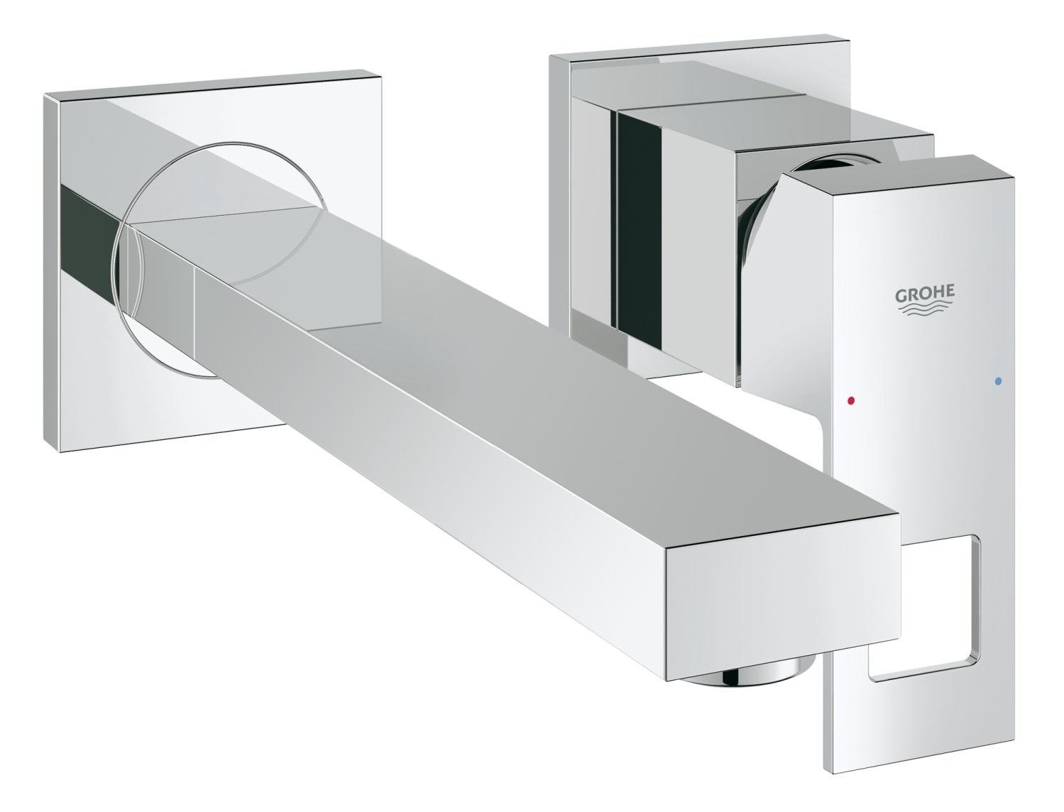 GROHE Eurocube - Wall-Mounted Bathroom Mixer Tap - 2-Hole Installation - Metal Lever - 231 mm Projection - Concealed Body Not Included (23200000) - Water Saving Mousseur 5.7 l/min - Chrome - 23447000