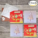 8 Hand Cut 3D Christmas Cards: Box Set of Square Holiday Cards with Detailed Designs, Embellished with Cutouts and Foil (Envelopes Included)