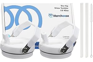 Marchoose 2 Pcs Tumbler Flip Straw Lid Replacement fit for 40 oz Stanley Quencher, Leak-Proof, Easy Handling, Perfect Fit, Winter White