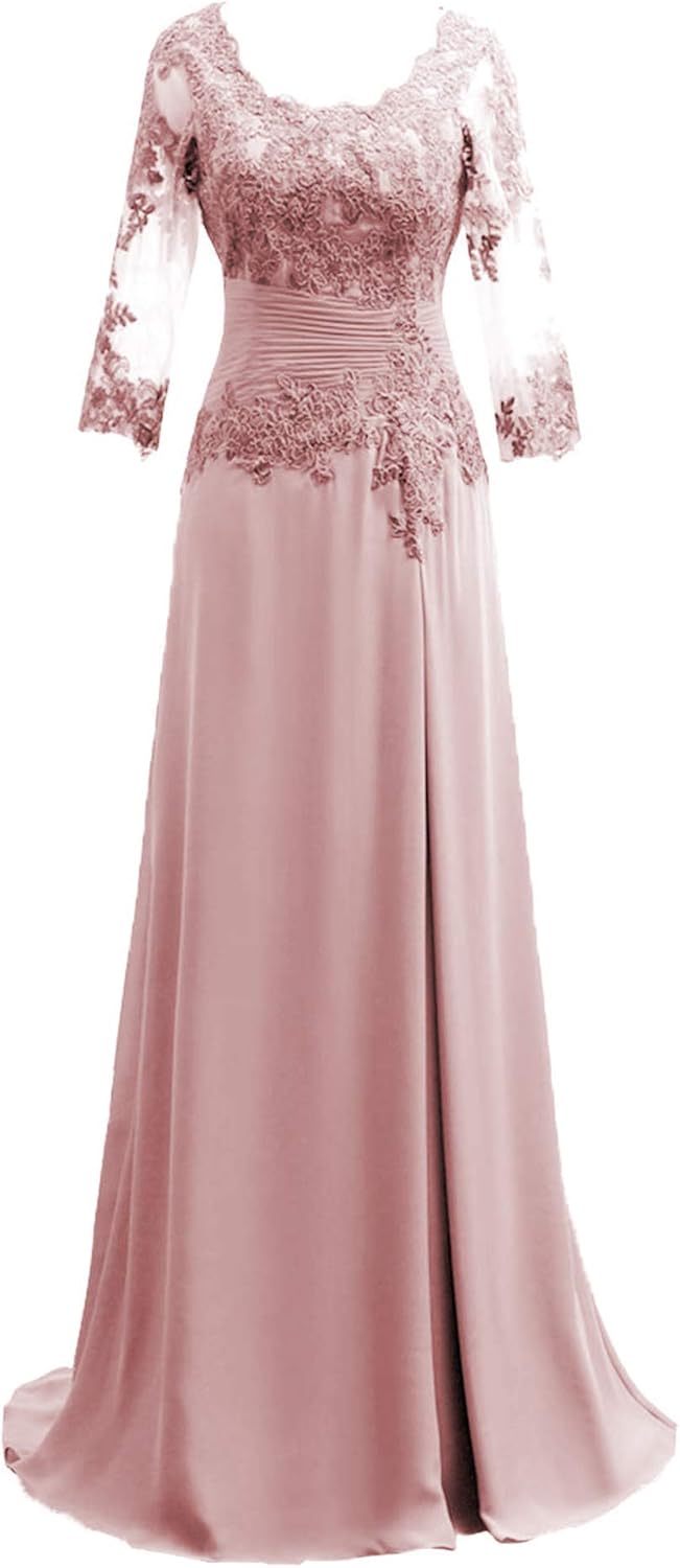 Miao Duo Women's Long Lace Applique Long Lace 3/4 Sleeves