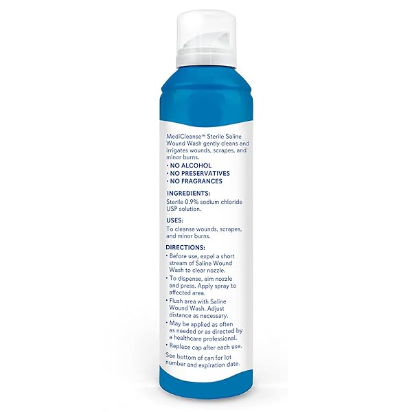 MEDICLEANSE FIRST AID STERILE SALINE WOUND WASH, PROMOTES HEALING, NO STINGING OR BURNING, 7.4 OZ SPRAY CAN – MADE IN USA