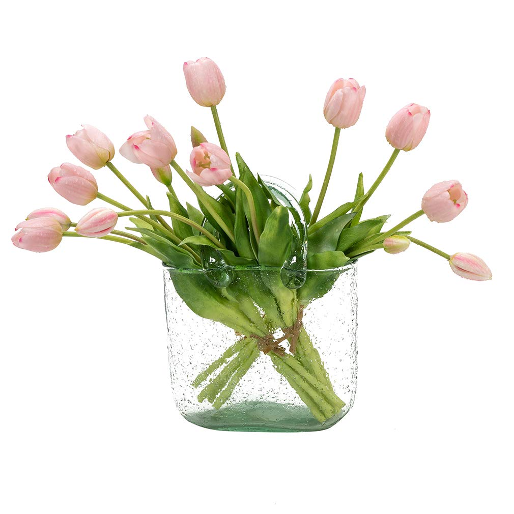 DUYONE 15pcs Artificial Tulips Flowers, Real Touch Latex Bouquet, Fake Tulips for Office Wedding Party Home Kitchen Garden Decoration(Light Pink,15pcs) — image 1