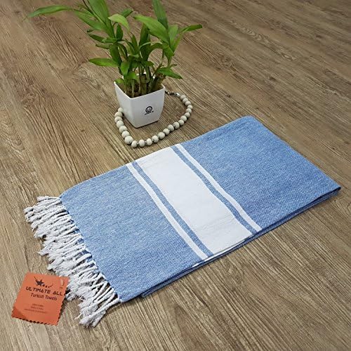 Ultimate All Turkish Towel Bath Towels Peshtemal Beach Towels Hammam Spa Pool Sauna Gym Cotton Fouta Bath towels Baby Towel Kikoy Pareo Picnic Blanket (Classic - Blue)
