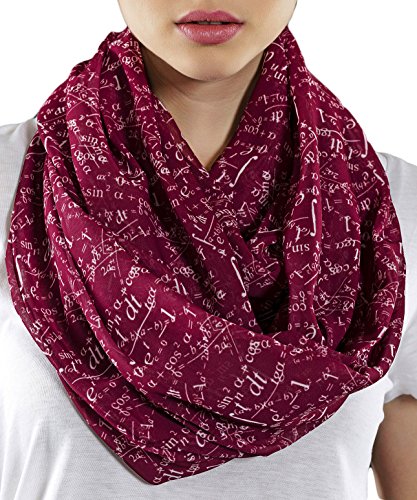 Etwoa's Claret Red Mathematics Infinity Scarf Circle Geek Scarf