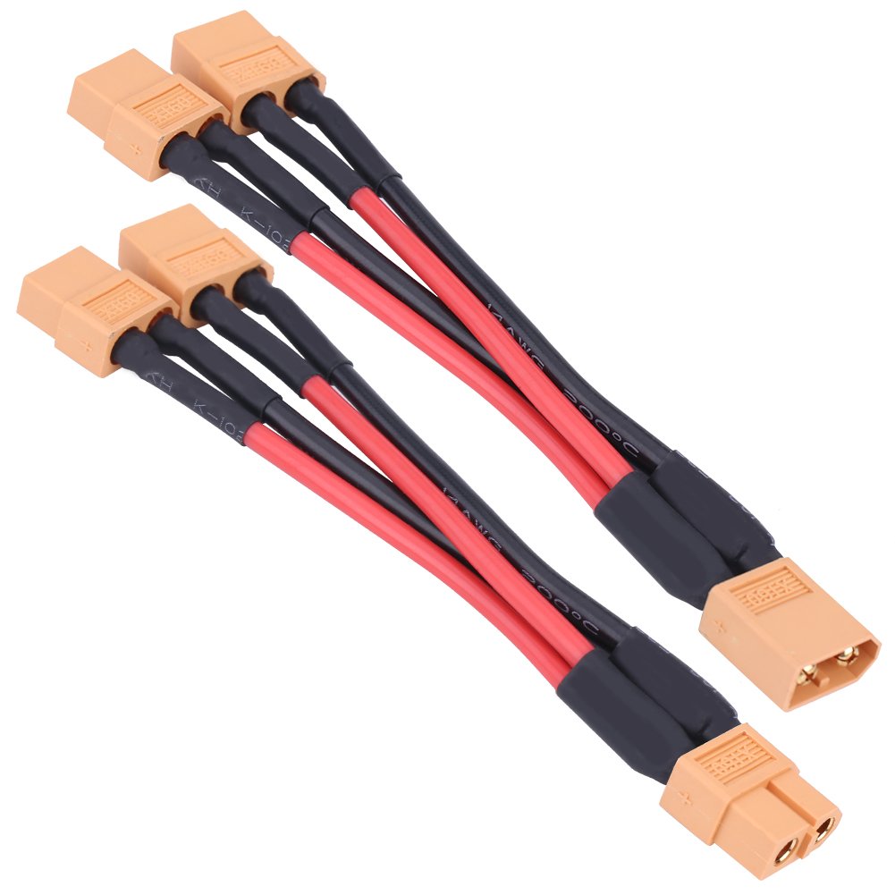 Parallel Adapter Cable, XT60 Parallel Battery Pack Connector Adapter 14AWG Cable for RC Model Lipo Remote Control Model Accessory(1 Female to 2 Male)