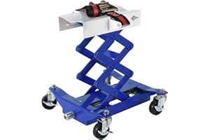 Auto Repair Lifting Jack,450 LB Capacity Heavy-Duty Low Profile Transmission Jack with Safety Straps and 4 Wheels, 7-23 Inch 