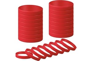 kymqlyw 24 Pcs Plain Silicone Rubber Bracelets Solid Color Rubber Wristbands Sports Elastic Rubber Bands for Stretch Silicone Wristband Wrist Bands for Women Men Teen Part Decorations Gifts (Red)