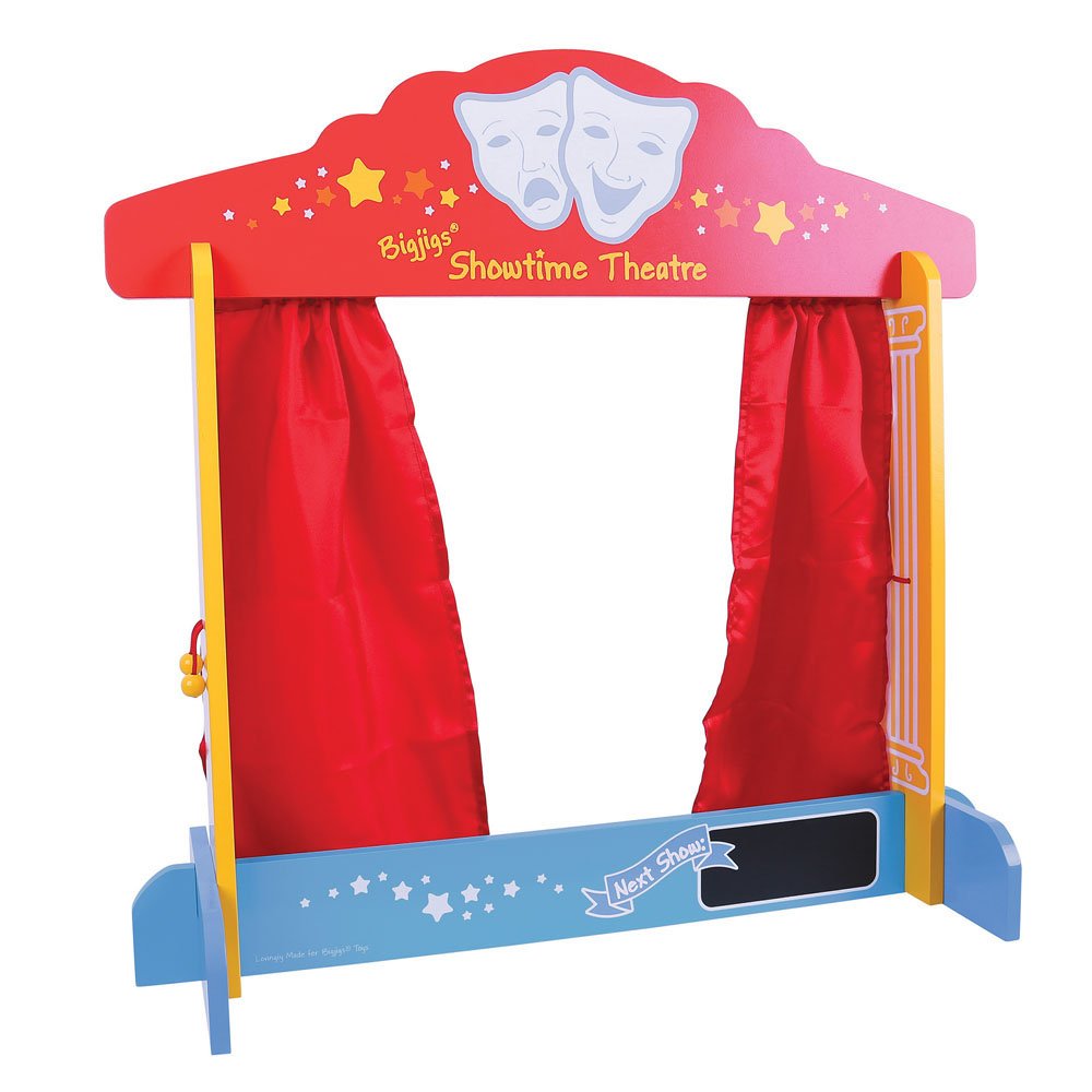 Bigjigs Toys BJ339 Wooden Table Top Theatre Puppet Show, Finger