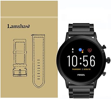 Ceston Metalica Acero Clásico Correas para Smartwatch Fossil The Carlyle HR Gen 5 (Negro)