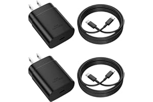 WILLOWHEN Type C Charger Fast Charging for Samsung 25W Fast Charger, 2-Pack PD/PPS USB C Fast Wall Charger Block with 6FT Type C to Type C Cable for Samsung Galaxy S23/S22/S21/S20/Note 20/Note 10/ iPhone 15