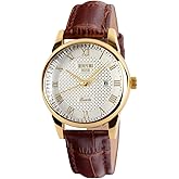 SKMEI Women's Watches for Ladies Female Black Leather Band Waterproof Fashion Casual Simple Dress Quartz Analog Day Date Calendar Business Light Wrist Watch Wife Girls Gifts