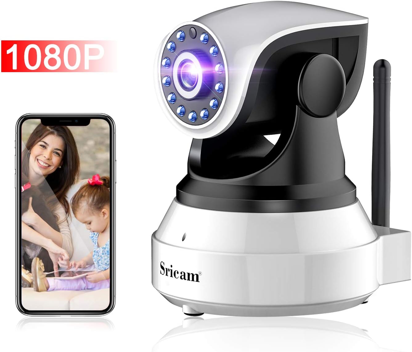 IP Camera, 720P HD WiFi IP Cam Surveillance Security System Video Recording Sonic Recognition P2P Pan Tilt Remote Motion Detect Alert With Two-Way Audio Support Micro SD