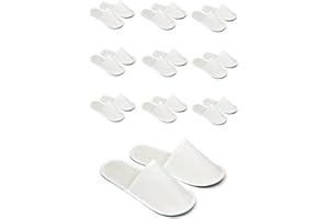 CHOCHILI 10 Pairs Fabric Packed Economy Disposable Hotel Slippers for Airbnb Spa Salon Party Wedding Guests - Fits up to Adult US Men Size 10 & Women Size 11, White