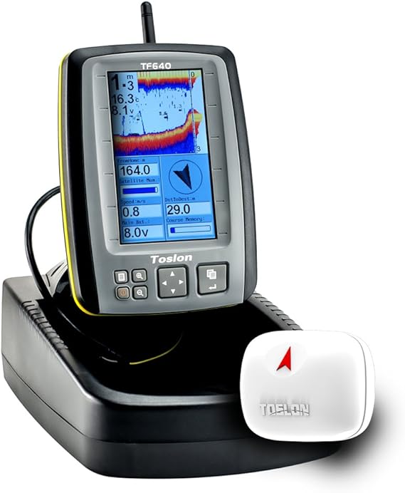 Toslon TF640 Colour Wireless Fish Finder with GPS. RC distance 300m, Depth 30m. Sonar