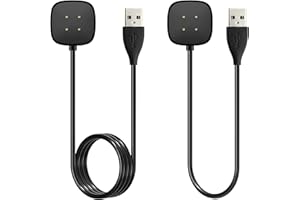 SENGKOB [2-Pack] Charger Cable Compatible with Smart Watch Fitbit Versa 4 / Sense/Versa 3 / Sense 2, Replacement USB Charging Cradle Dock Stand Cable (3.3 ft/1.0ft)
