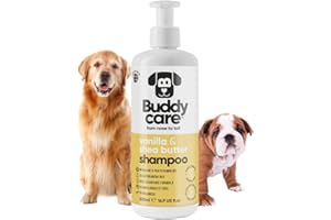 Buddycare Vanilla & Shea Butter Dog Shampoo - (16.90oz) Itch Relief & Dog Shampoo Sensitive Skin Care, Dog Shampoo and Conditioner, Premium Dog Grooming Supplies for All Breeds