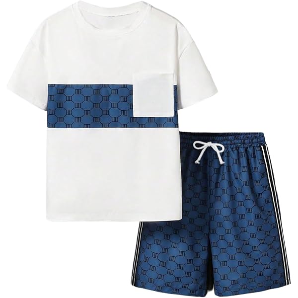 Boy's 2 Piece Sets Y2K Short Sleeve Graphic Tees And Track Shorts Casual Outfits 6950022